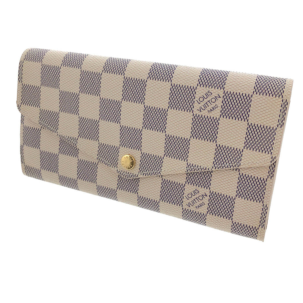 Louis Vuitton Damier Azur Portefeuille Sarah Bifold Long Wallet White